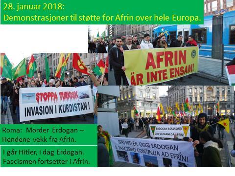 Bilde 30. 28. januar 2018 var det demonstrasjoner til støtte for Afrin i mange byer i Europa.