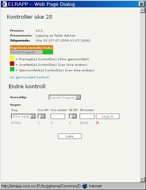 Ulike utfall fra ELRAPP Kontroll informasjonsflyt mellom ELRAPP Kontroll og ELRAPP Byggherre: ELRAPP Kontroll Registrerte avvik Tidsfrist