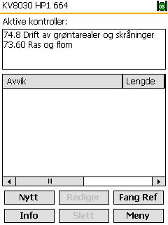 Håndbok i ELRAPP 75 8.4.2 Hovedbilde Dette er hovedbildet. Øverst kan du se vegreferansen og satellitt ikonet. Trykk på satellitt ikonet for å konfigurere GPS enheten (se kapittel Innstillinger GPS).