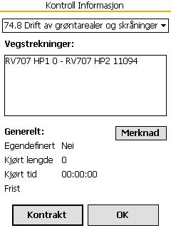 Håndbok i ELRAPP 76 Trykk på Kontroller for å vise informasjon om kontrollene. Her kan du blant annet se vegstrekninger. Du kan registrere en merknad for selve kontrollen ved å trykke på Merknad.