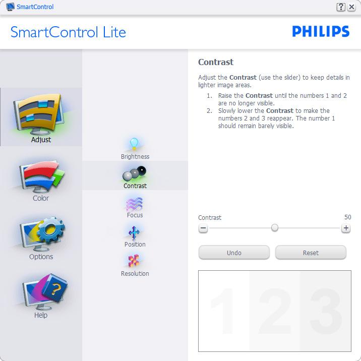 3. Bildeoptimering Start med Standard-rute: Adjust menu (Justeringsmeny): Med