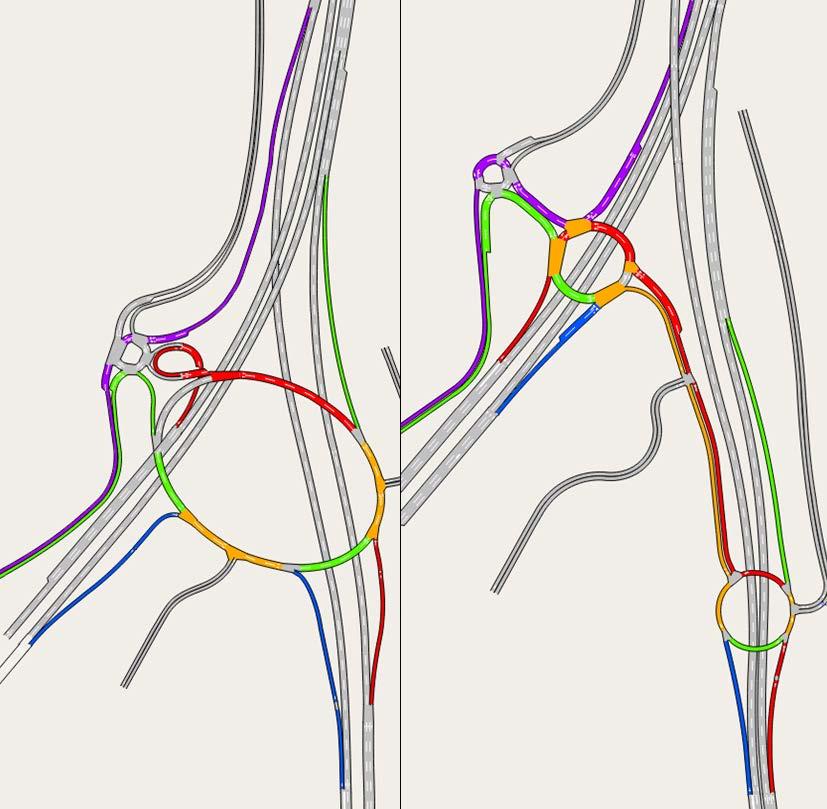 Trafikkgrunnlag og trafikkberegninger 37 Figur 34 Illustrasjon av viktige trafikkstrømmer på lokalveinettet (alternativ 2 og 3) Videre er det utført en detaljert trafikkanalyse av lokalvegnettet på