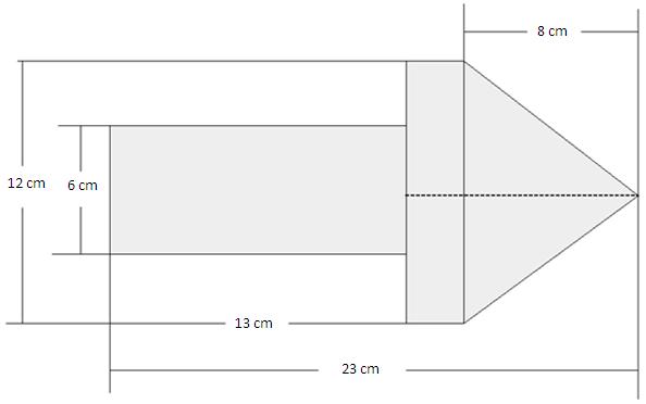 c) Regn ut omkretsen av den utskårne trekanten. d Omkretsen av halvsirkelen Omkretsen av trekanten blir dermed 95,7 cm 7.16 Figuren nedenfor viser en arbeidstegning. Målene er satt på figuren.