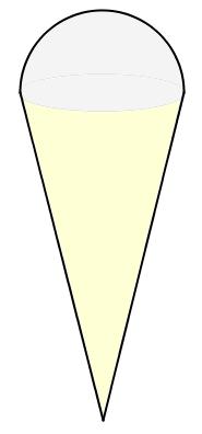 Volumet av skallet er ytre volum minus indre, altså 70 cm³ 10 cm³ = 60 cm³ 3 8.19 En kroneis består av en kjegleformet kjeks med is. I tillegg er det ei halvkule med is øverst.