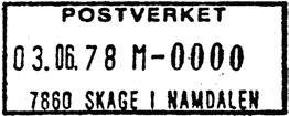 85 HLO Stempel nr. 8 Type: I24N Fra gravør?? SKAGE I NAMDALEN A Innsendt?? Registrert brukt fra 14.12.93 HLO til 13.12.98 AA Stempel nr.