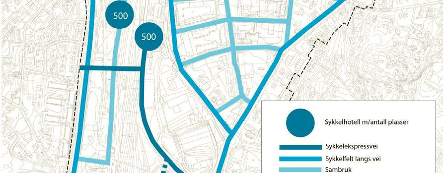 Sykkelparkering Det stilles krav i områdereguleringen om at det skal etableres Rambøll sykkelparkeringsplasser i tilknytning til ny bebyggelse, for