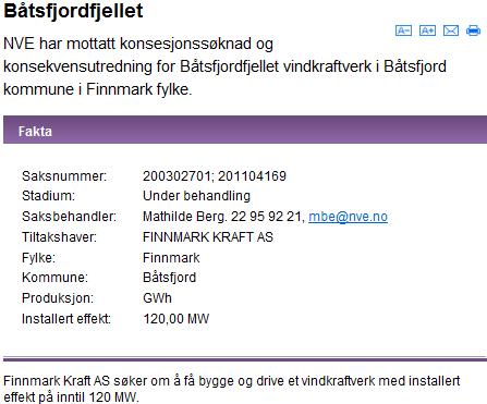 3 Energi fra vindkraft: Det er i dag to mulig lokaliteter i Båtsfjord kommune som det jobbes med.