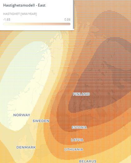 I figur 10 er hastigheter fra hastighetsmodell for retning East visualisert.