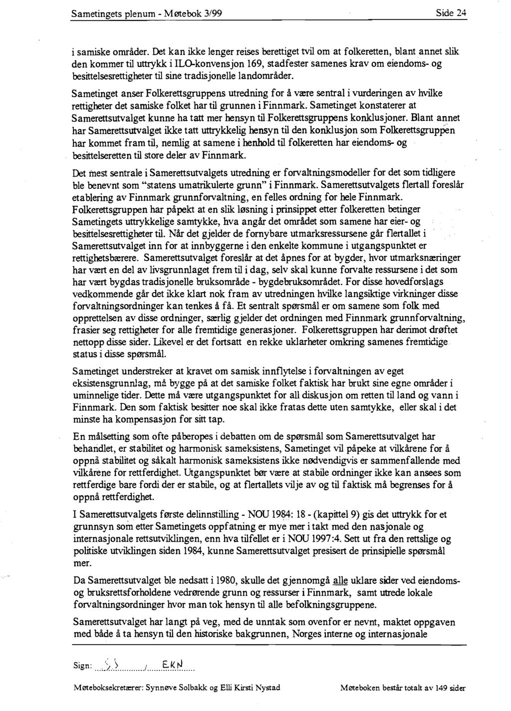 Sametingets plenum - Møtebok 3/99 Side 24 i samiske områder.