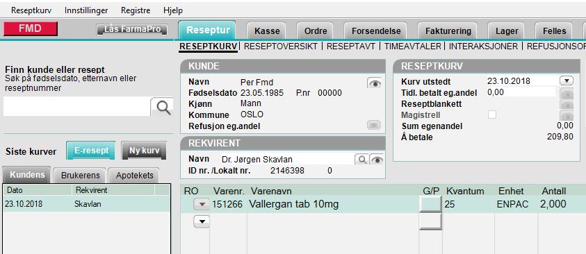 Demo FarmaPro Demo Reseptur og