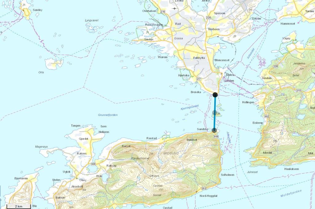 Innledning Rambøll Norge AS utreder en ny vegforbindelse mellom Otrøya og Gossen i Møre og Romsdal, se Figur 1 og