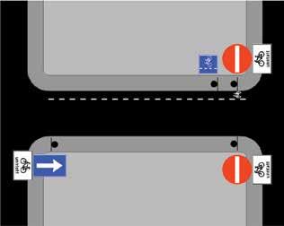 Figur 7: en viser hvordan skiltløsning med enveiskjørt gate unntatt sykkel kan se ut. Kilde: Statens vegvesen (Håndbok V122