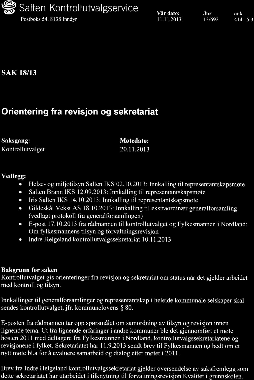 Postboks 54, 8138 Inndyr Orientering fra