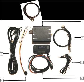 Main Unit and Accessories: 1. Main unit Black Box 2. FM Antenna Out Cable 3. Audio Out 3.