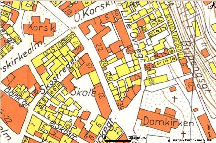 Bergenskart.no. Figur 10. Kart over området fra 1957.