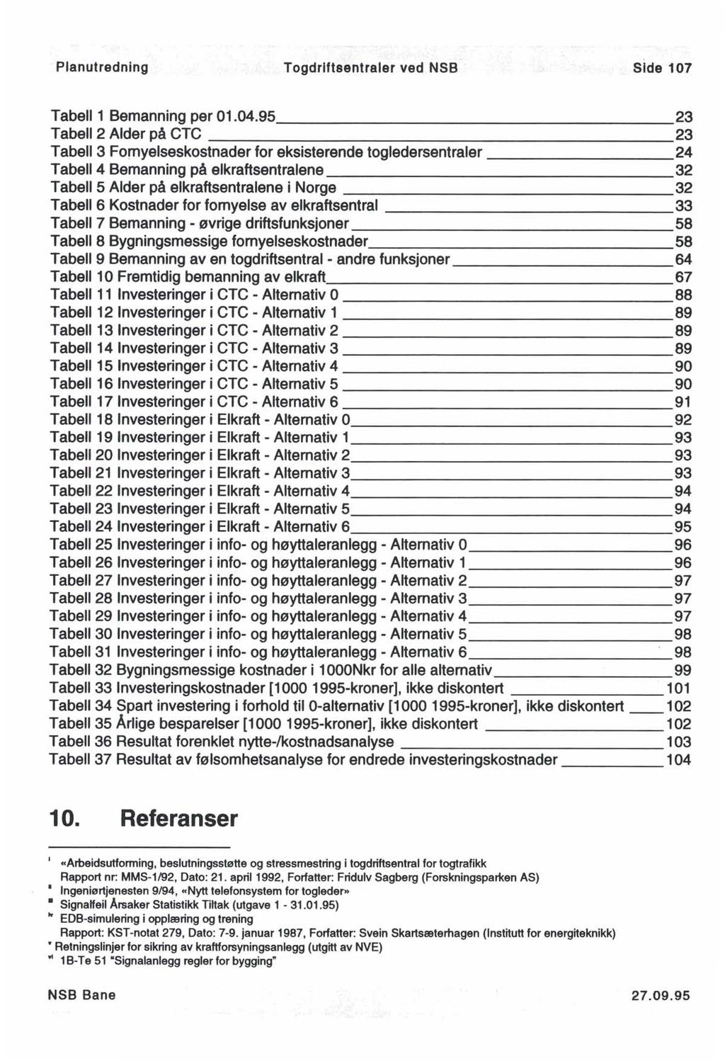 .. Planutredning Togdriftsentraler ved NSB Side 107 Tabell 1 Bemanning per 01.04.