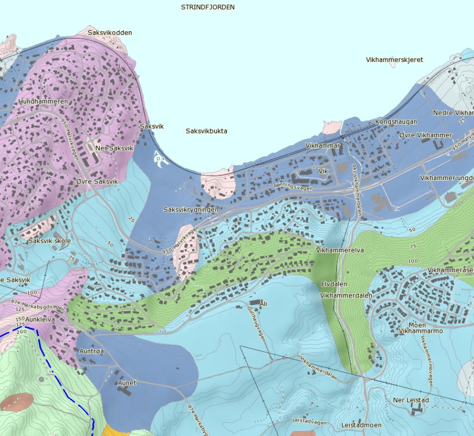 Boligtomt Granholtvegen 4, Malvik 2 Terreng og grunnforhold Geoteknisk datagrunnlag Undersøkelsesområdet ligger ved Vikhammer og topografien er preget av fjellåser og morenerygger.