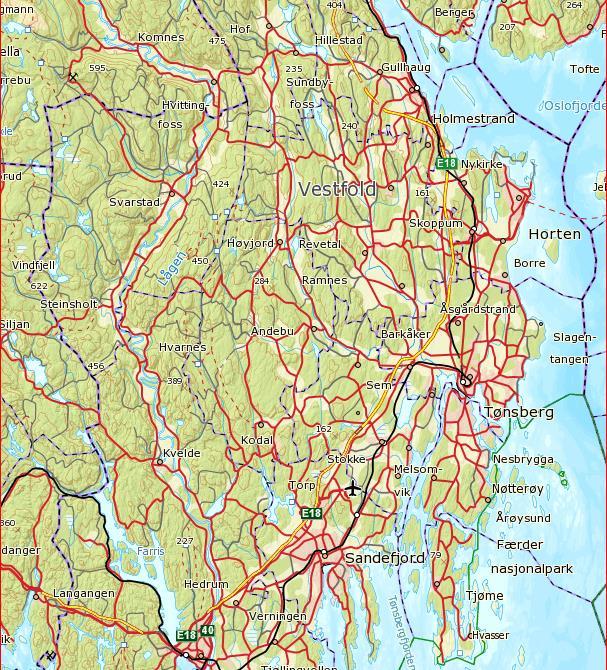 2 Områdebeskrivelse Vestfoldlandskapet er i vest preget av høyere åser og skog på mindre næringsrik grunn enn øst og syd i fylket der leira dominerer, jf. figur 2.