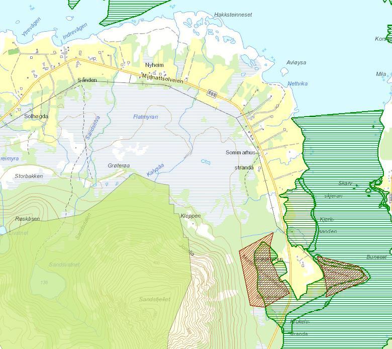Verdivurdering delområde Sanden Verdivurdering Området ved Sommarhus og Øyra har store naturkvaliteter.