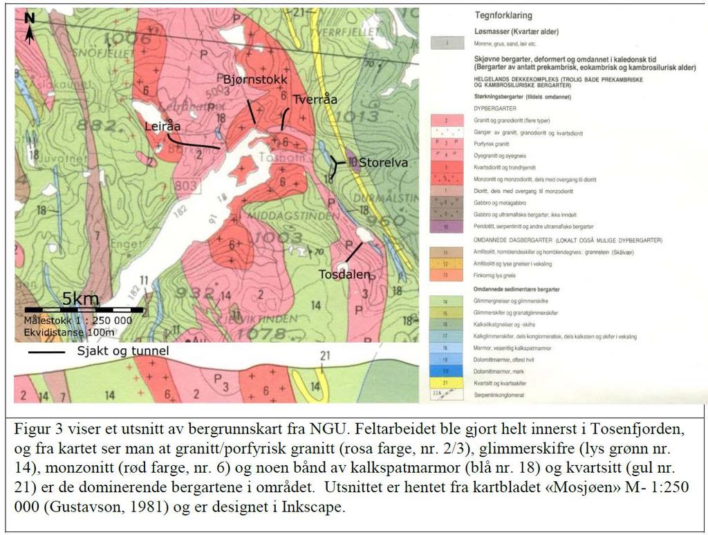 19 3.6 Ingeniørgeologisk berggrunnskart Berggrunnen i Bjørnstokkvika og på Bekkevold er i henhold til bergrunnskart fra NGU dominert av monsonitt og monsodioritt, mens øvre del av kraftverkstunnelen