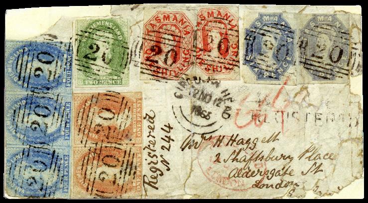 ØRNS SPALTE TASMANIA 1 2 til London i 1853, og nå fikk Van Diemens Land frimerker laget hos Perkins, Bacon & Co. i London.