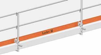 100 W Dekkeklemme 3 Det kreves fallsikring ved arbeid på tak der fallhøyden er større enn 2,0 m. Layhers dekkeklemme/brystningstvinge kan monteres på betonghvelvinger med tykkelse 16 33 cm.