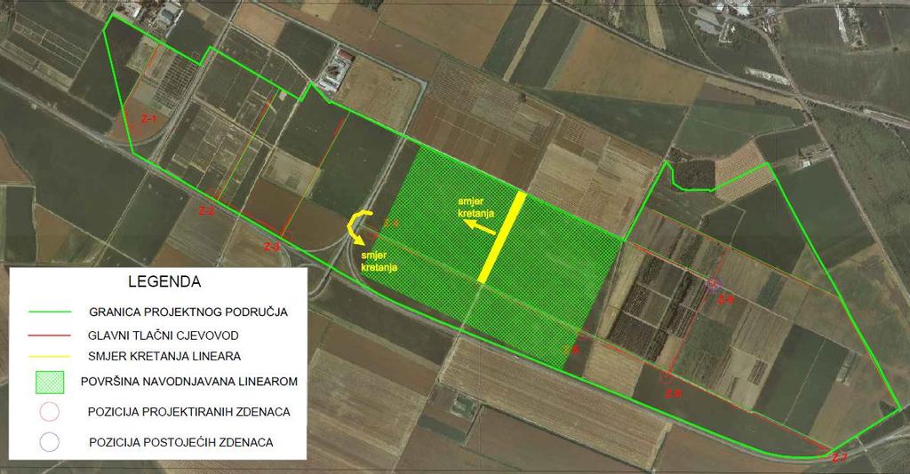 sustava na susjednu parcelu, površine 20 ha, vrši preslagivanje