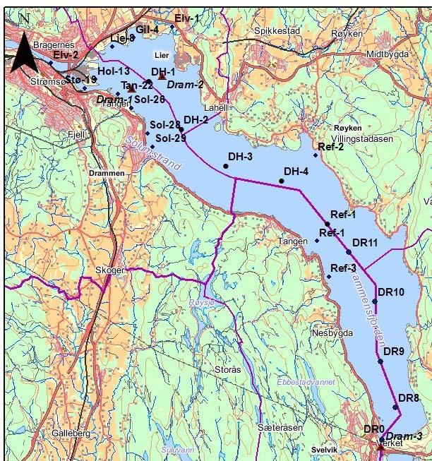 Overvåkningsprogrammet 2013 Passive prøvetakere 13 prøvetakingsstasjoner (3 m over sjøbunn) POM-55 (55 µm thick Polyoxymethylene) fritt løste konsentrasjoner av