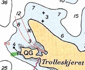 20/09 866 Kart (Charts): 26, 27, 479 982. * Sogn og Fjordane. Florø. Trolleskjæret. Undervannsrørledninger etablert.