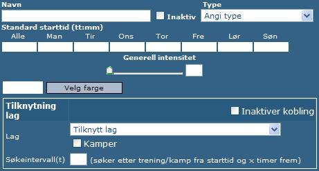 Knytt aktiviteten til en aktuell Type ved å velge fra listen. Det er viktig at dette gjøres, da denne informasjonen benyttes i ulike oversikter og rapporter.