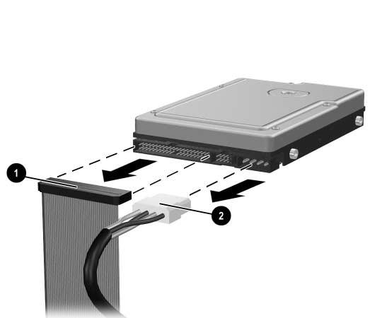 Maskinvareoppgradering 5. Koble fra den flatkabelen 1 fra harddisken ved å trekke kontakten ut av sokkelen i harddisken. 6.