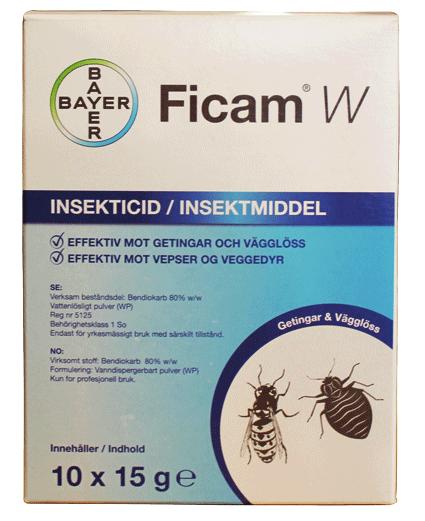 2,5 kg 1 Imidacloprid 24136 Ficam DP Spesielt velegnet til bekjempelse av veps og krypende insekter.