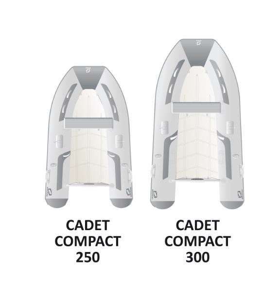 Cadet kompakt joller Rib joller : 2 modeller 250 & 300 Foldbart akterspeil (tar