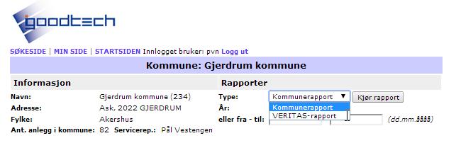 Da får du opp oversikt over kommunen, velg hvilket år du