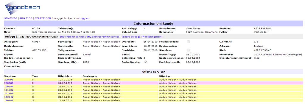 Sidenr.: 5 Er det lagt inn noe i kommentarfeltet på kunde så vil dette komme frem på kjørelista. Har en kunde stopp i service vil det stå på kjørelista.