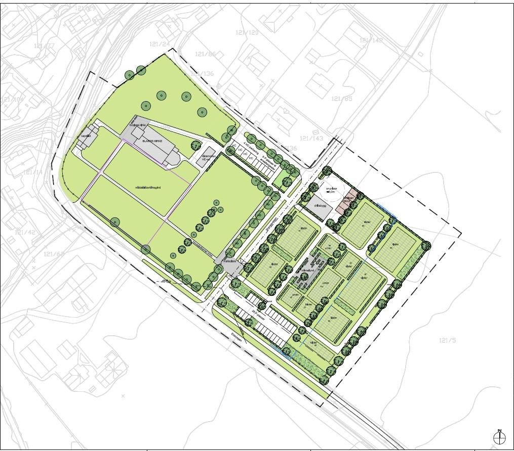5 Illustrasjonsplan Illustrasjonsplanen viser hvordan kirkegården kan utvides øst for Skansevegen.