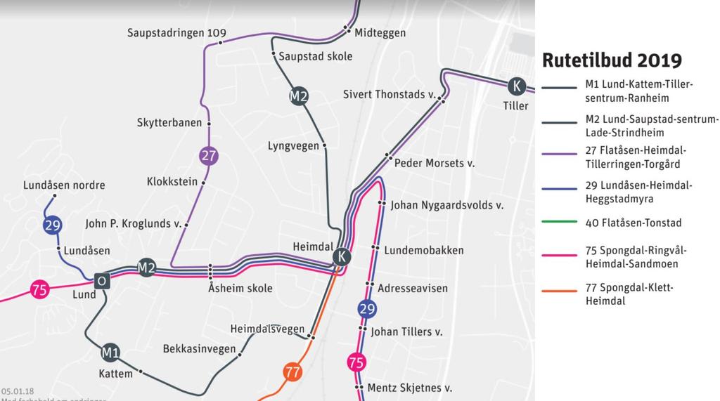 Metrobuss Heimdal 1 av 21 1. INNLEDNING 1.1 Bakgrunn Ny rutestruktur for buss skal på plass til høsten 2019. Endringen omfatter blant annet tre nye Metrobussruter, hvor to av rutene passerer Heimdal.