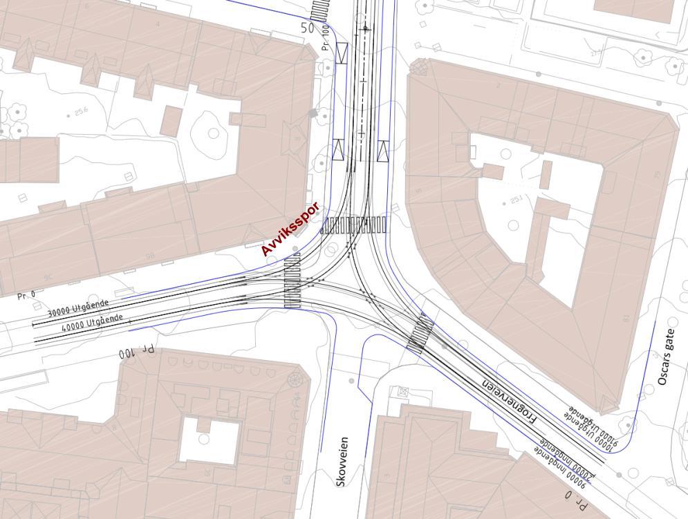 1. Bakgrunn Det er ønske fra Sporveien at det etableres et avviksspor i Skovveien x Frognerveien i forbindelse med omlegging av trikkesporet fra Inkognitogata til Skovveien.