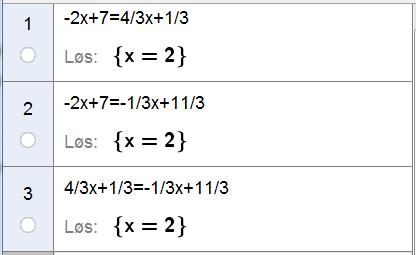 På samme måte kan det vises at linjen som går gjennom A og som står vinkelrett på sidekanten BC 4 1 har likningen y x, og linjen som går gjennom B og som står vinkelrett på AC har likningen 3 3 1 11