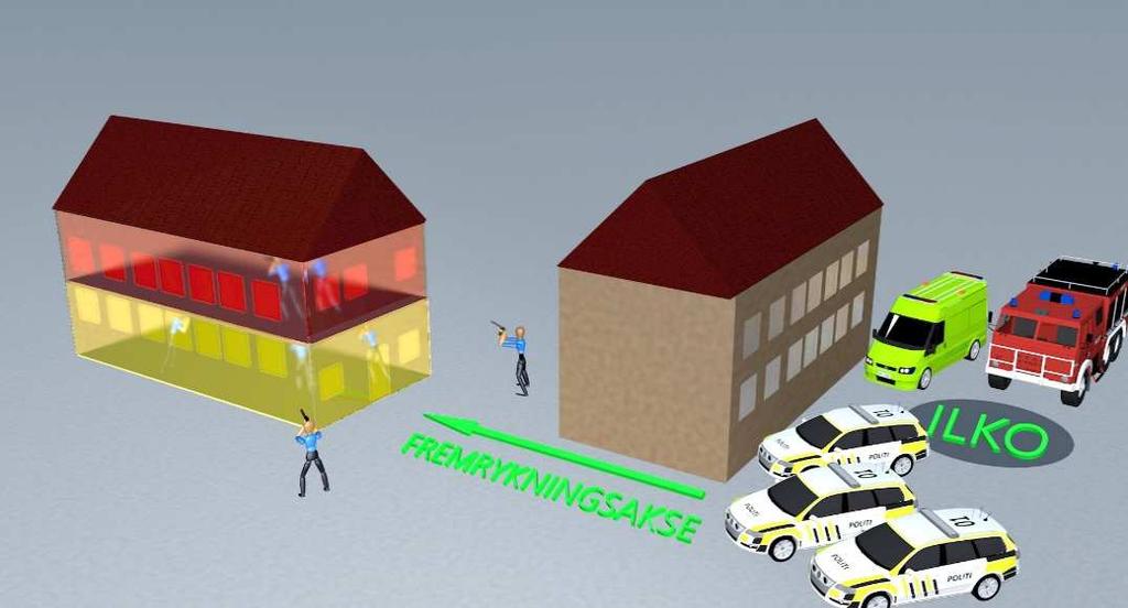 to har ankommet, og de skal også ta seg inn i objektet for å bistå med å nøytralisere jakten på gjerningspersonen(e). Hele det trusselutsatte objektet er fortsatt definert som HOT-zone.