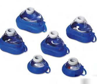 OKSYGEN UTSTYR 32 33 34 35 36 37 38 Ambu Silicon maske med blå maskekant Masken er ideel til bruk sammen med alle manuelle ventilasjonsbager og ved inhalasjonsterapi.