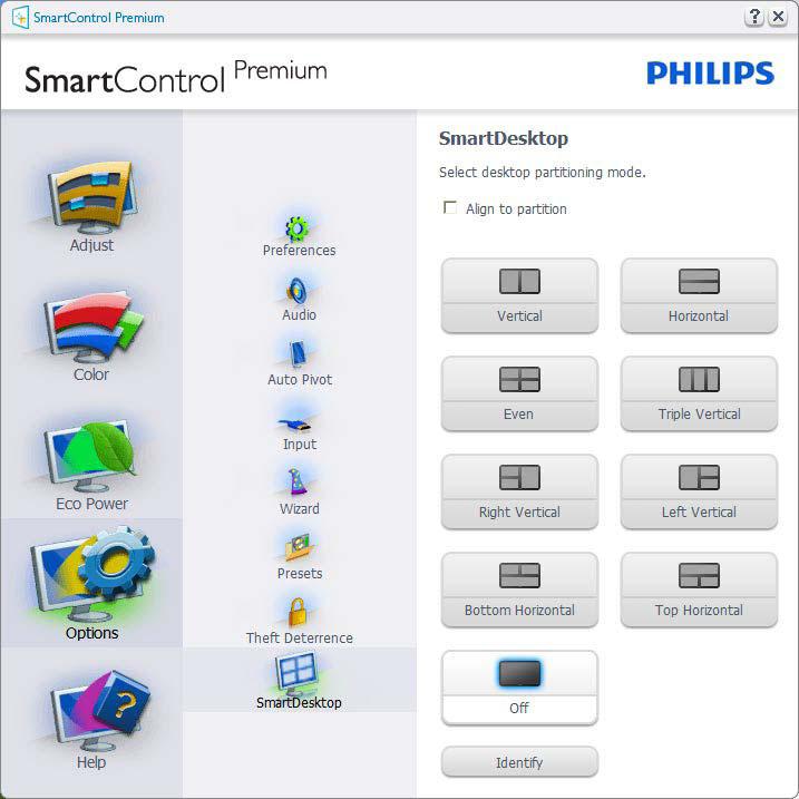 3. Bildeoptimering 3.4 SmartDesktop-veiledning SmartDesktop SmartDesktop er i SmartControl Premium. Installer SmartControl Premium og velg SmartDesktop fra Alternativer.