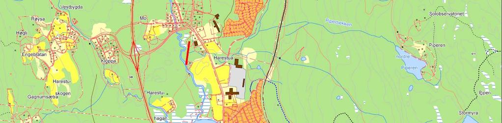 Sveselva (235 moh) og opp til Viulbråtan (280 moh). Dette er en elvstrekning på ca. 2,0 km. Det vises til kartutsnittet nedenfor.