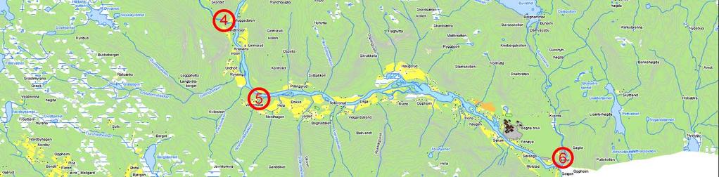 (4), Strandbråtabekken (5)