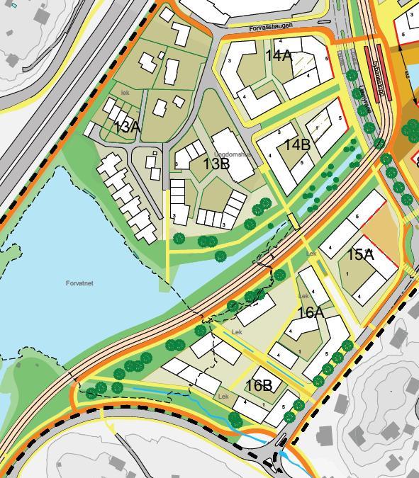 5.2.6 Delområder 13, 14, 15 og 16 Delområdene 13-16 omkranses av E39 i vest, Åsamyrane i øst og Liamyrane/Litleåsvegen i sør.