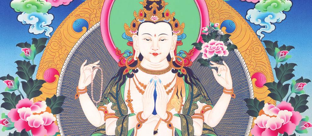 Chenrezig/Mahakala Sadhana på Karma Tashi Ling Visdom og medfølelse er de to hovedpilarene i mahayana-buddhismen. Chenrezig regnes som en manifestasjon av alle buddhaers medfølelse.
