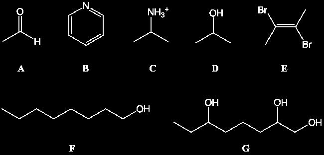 Oppgave 17 (5 poeng) Vurder for hvert av stoffene A G om a) molekylene vil danne hydrogenbindinger med hverandre