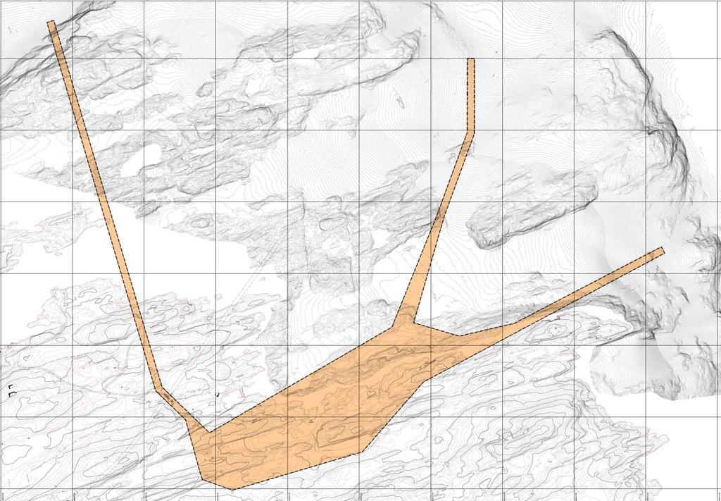 Trase for teknisk infrastruktur - Vertikalnivå under grunnen - STI1 Planen har med 3 alternativ for sjøvannsinntak som kan etableres i form av tunell under grunnen.