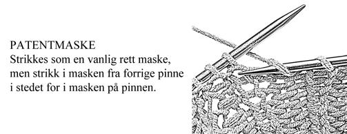 HØYRE FORSTYKKET Legg opp 32 (34) 36 (39) 42 (45) m med denim på p nr 3 og strikk mønster etter diagram A som på bakstykket, men på 4. p settes de første 6 m på en maskeholder.