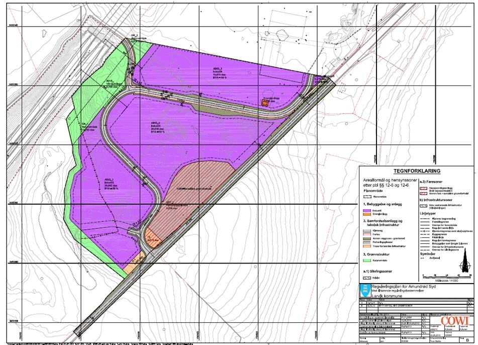 NOTAT Side 4 av 18 1 BAKGRUNN er engasjert av til å bistå med prosjektering og byggoppfølging av planeringsarbeider for næringsområdet Amundrød-Rødbøl i Larvik kommune.